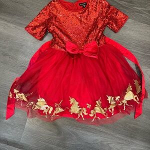 Zunie Red Sequin Unicorn Dance Costume